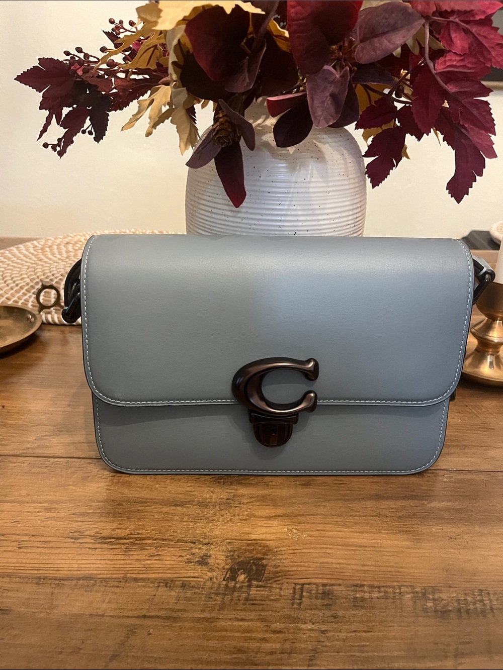 Coach studio Light Blue Leather Crossbody with Signature 'C' Clasp